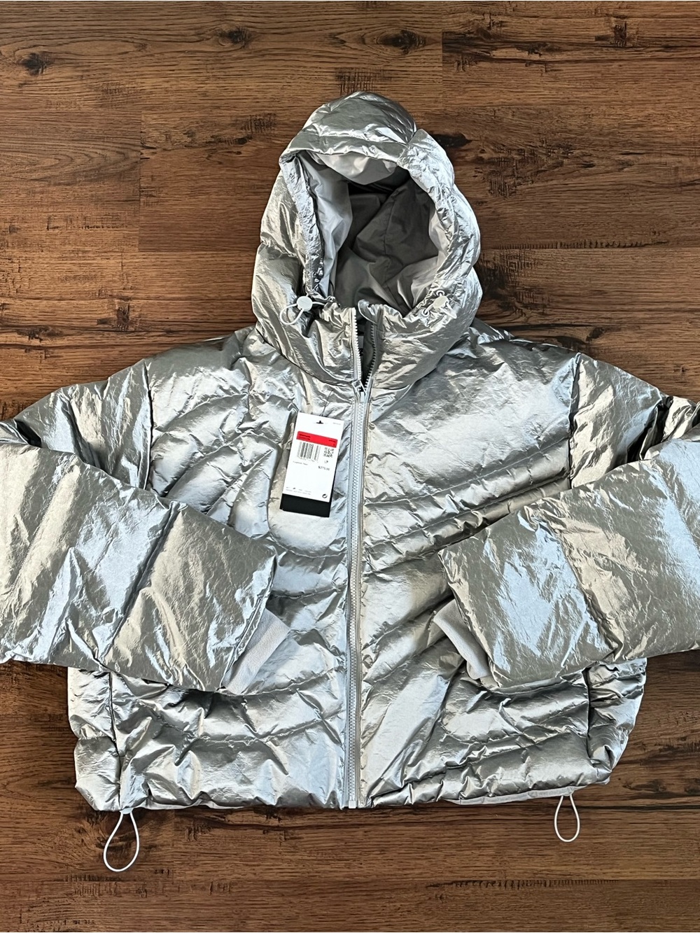 Nike Therma Fit Swoosh Series Oversized Down Puffer Jacket ‘Silver’ size wmns L